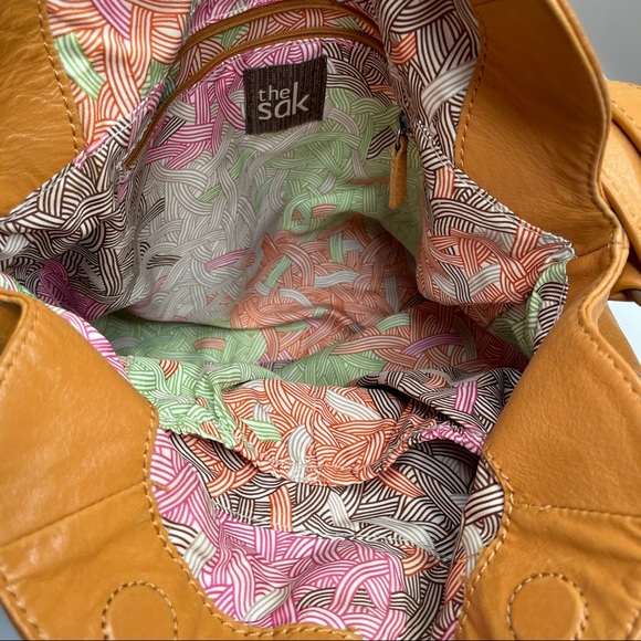 THE SAK Soft Leather Cognac Zip Flap Crossbody Bag  Adjustable Strap Slouchy - Picture 7 of 12